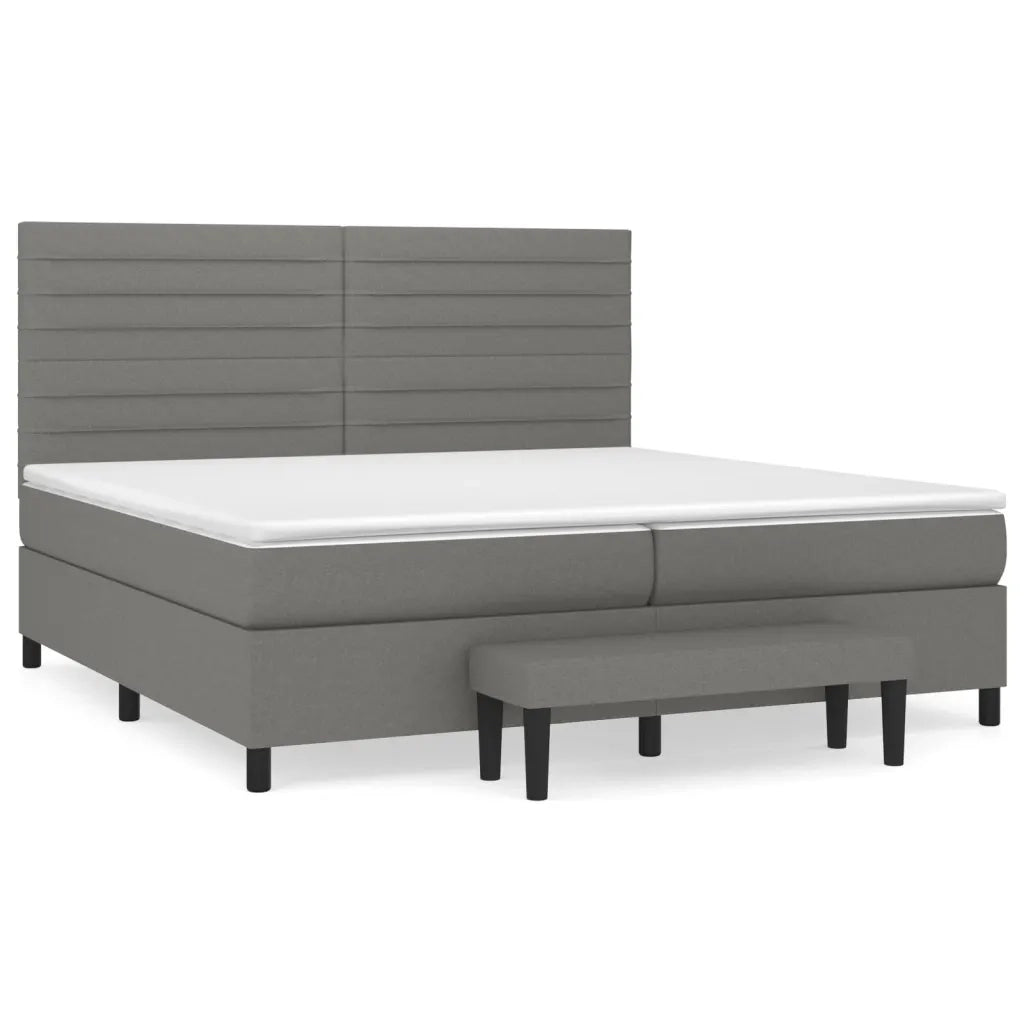 Giroletto a Molle con Materasso Grigio Scuro 200x200 cm Tessuto 3136702