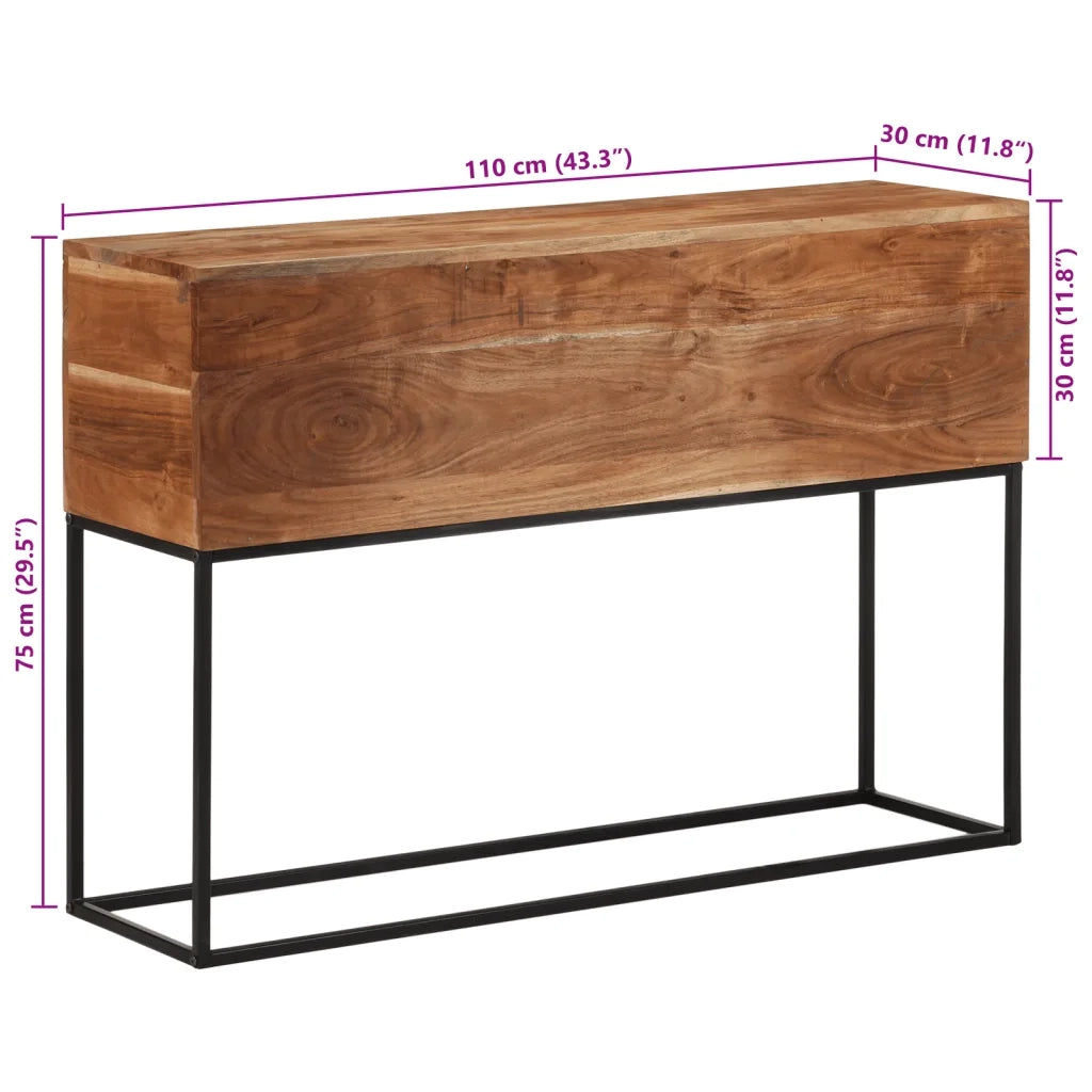 Tavolo Consolle 110x30x75cm in Legno Massello di Acacia e Ferro 376067