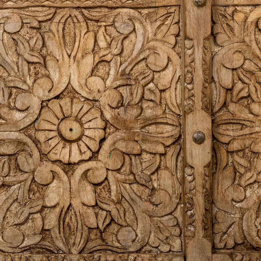 Vitrina de cristal y madera artesanal marrón 89x40x190