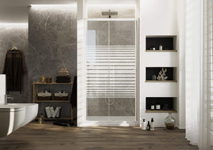 Porta Doccia 150 cm 2 Ante Scorrevoli in Cristallo Serigrafato 4mm H185 Fosterberg Tonder Bianco