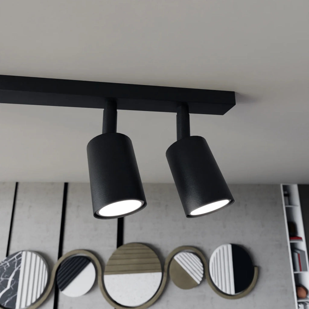 Plafoniera Moderna 6 Luci Faretti Khnum In Acciaio Nero
