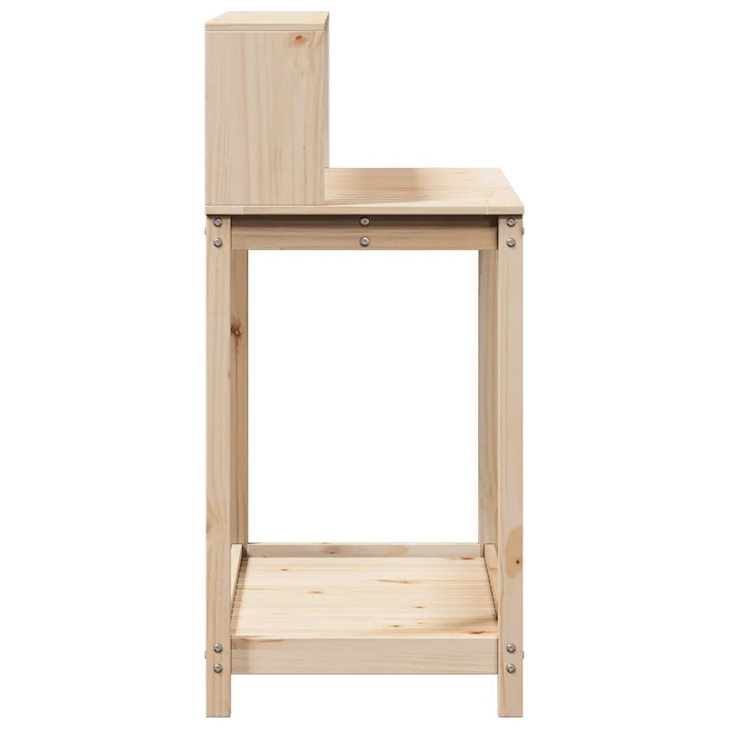 Tavolo Invaso con Ripiani-Tavolo da Lavoro con Ripiani 108x50x109,5 cm Legno Massello Pino