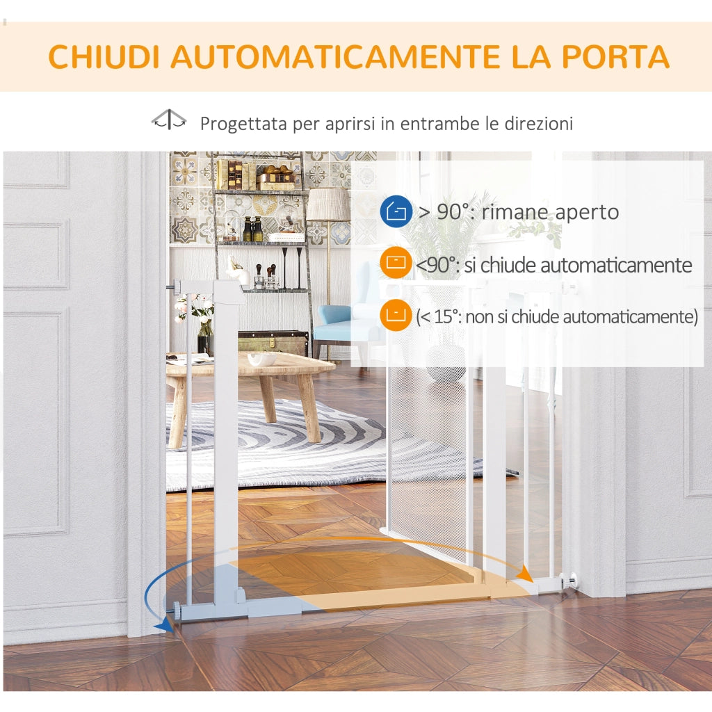 EasyComfort Cancellino per Cani Estensibile a Pressione con Chiusura Automatica per Spazi da 75-103cm, Bianco