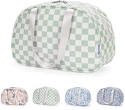 Borsa per donne grandi, grande borsa per il trucco, borsa grande per donne, borsa per organizzare per bambini e donne (verde menta a scacchi)
