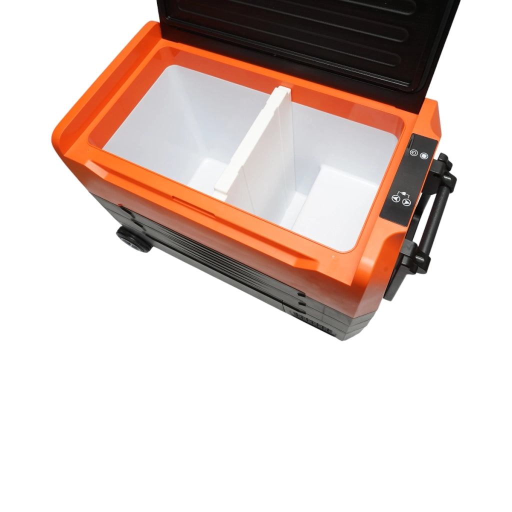 Frigorifero per auto 47L con compressore 12-24-220V, 45W tipo trolley 726x390x513mm