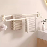 Supporto asciugamano senza fori 40cm, supporto asciugamano a doppia parete supporto asciugamano per doccia supporto asciugamano con 2 ganci rotondi per cucina e bagno - bianco