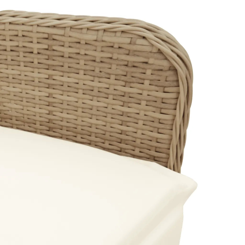 Sedie da Giardino Reclinabili 2 pz | Sedie da Esterno con Tavolino Polyrattan Beige