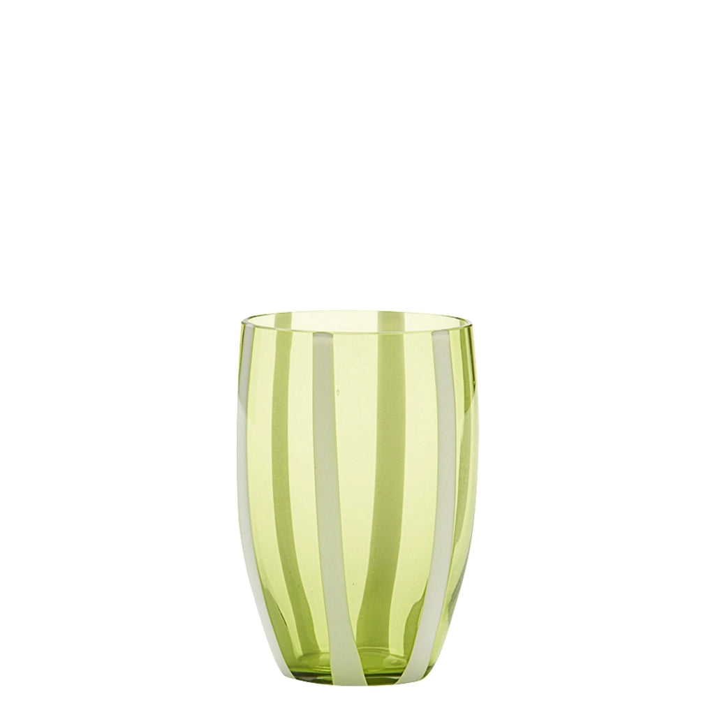 Set 6 Bicchieri Gessato Tumbler in Vetro Soffiato a Bocca Colore Verde Mela Lavorati a Mano Artigianalmente per una Tavola Elegante e Moderna