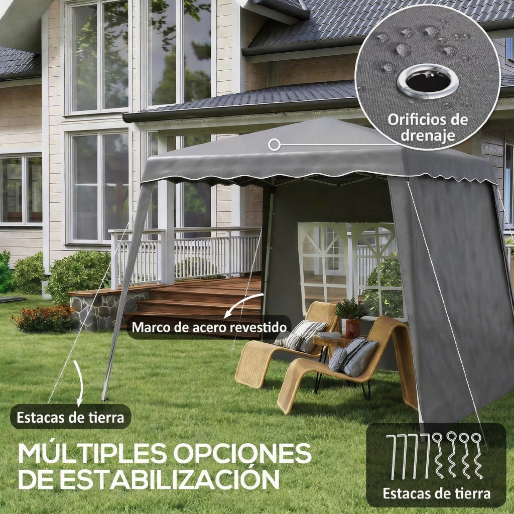 Tenda da giardino pieghevole pop-up ¨C Zephmum ¨C 2.89x2.89m, grigio, protezione UV50+