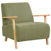 Poltrona Verde Tessuto Gambe in legno con braccioli Soggiorno moderno minimalista