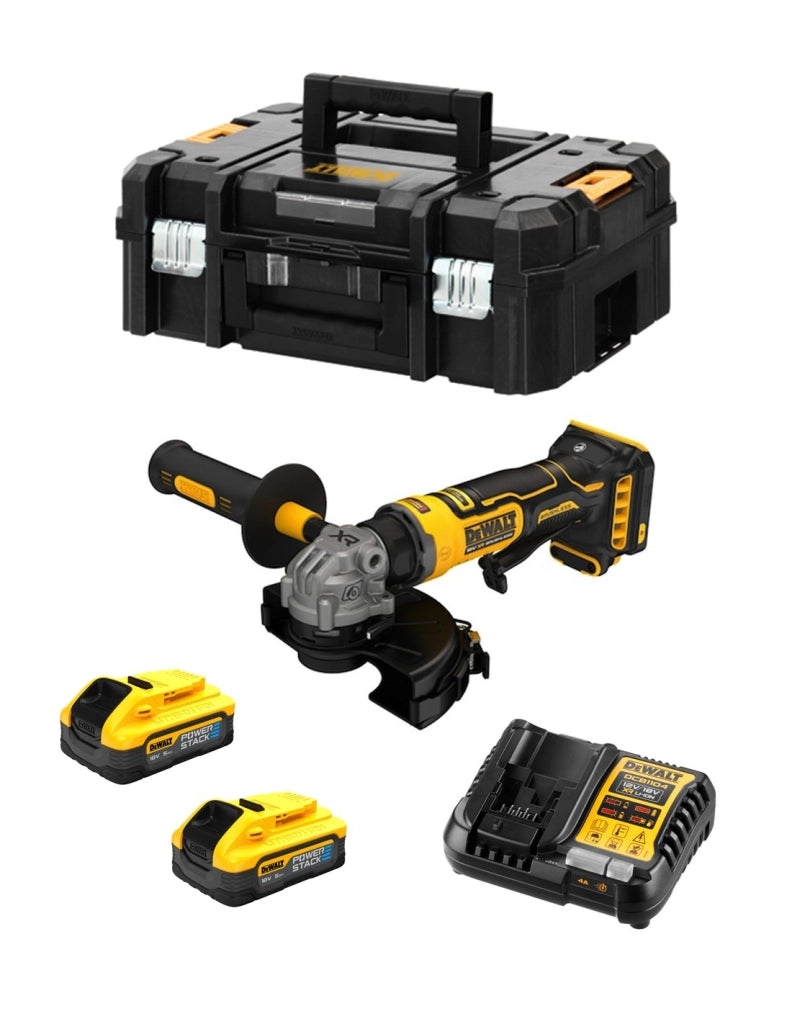 Mini-Smerigliatrice DeWALT DCG404H2T (2 x 5,0 Ah Powerstack + DCB1104 + TSTAK II)