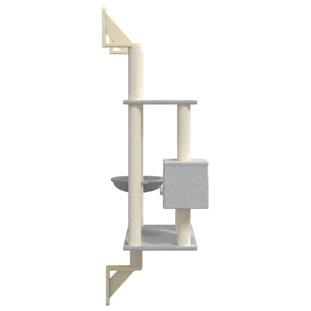 Tiragraffi per gatti torre per arrampicata giocattolo piattaforma per arrampicata da parete con tiragraffi luminoso 153 cm grigio 02_0022775