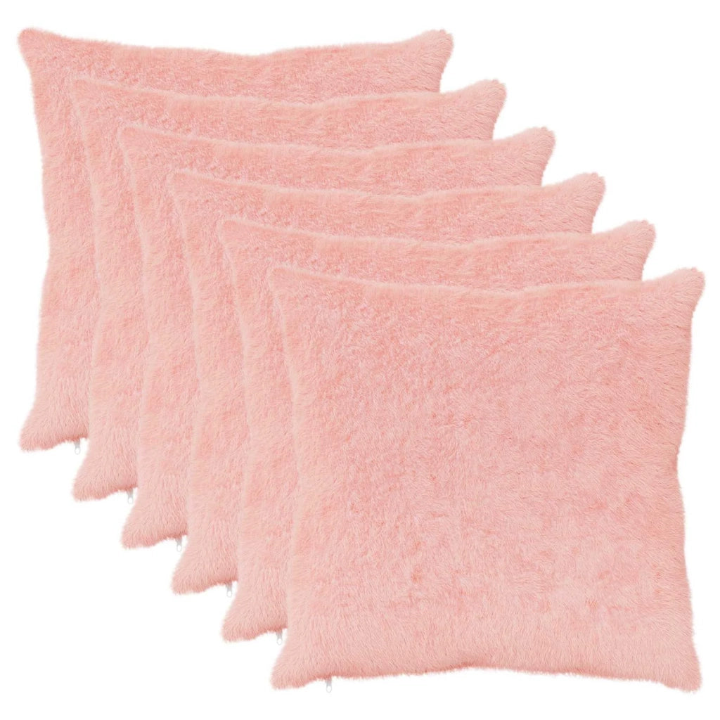 Federa 6 pz HEERLEN Rosa 65 x 65 cm Pelliccia di Coniglio Finta 913142