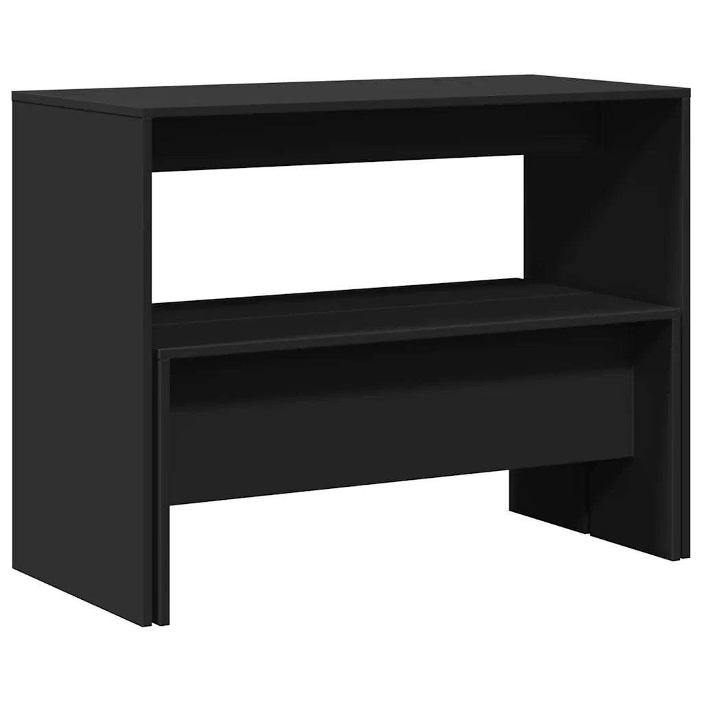 Set Tavolo da Pranzo e Panche 3 pz Nero in Truciolato 855531