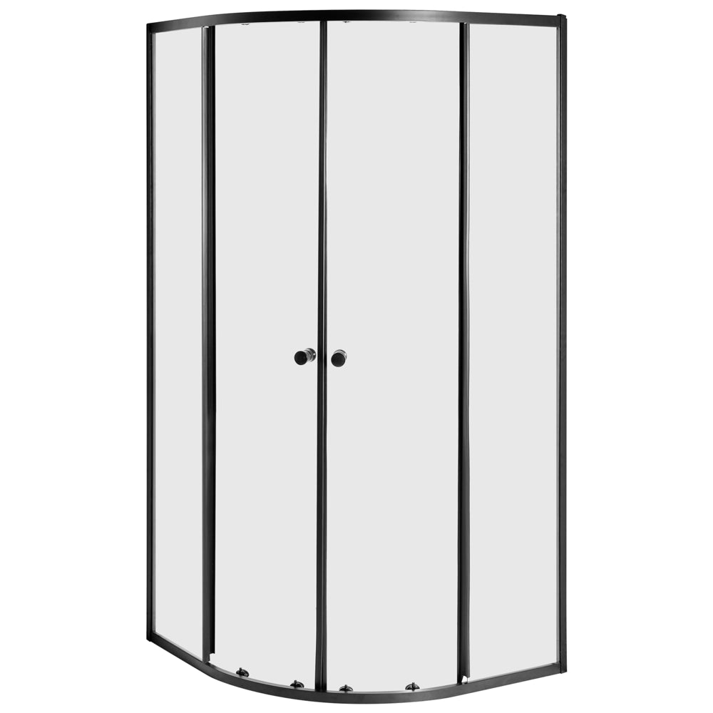 Box doccia semicircolare in vetro temperato con telaio in alluminio nero e porta singola 90 x 90 x 190 cm dal design moderno