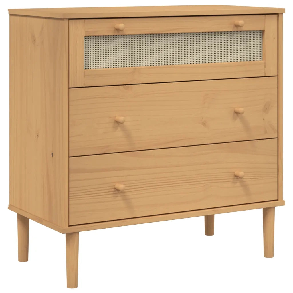 Cassettiera SENJA Aspetto Rattan Marrone 80x40x80 cm Legno Pino 358022