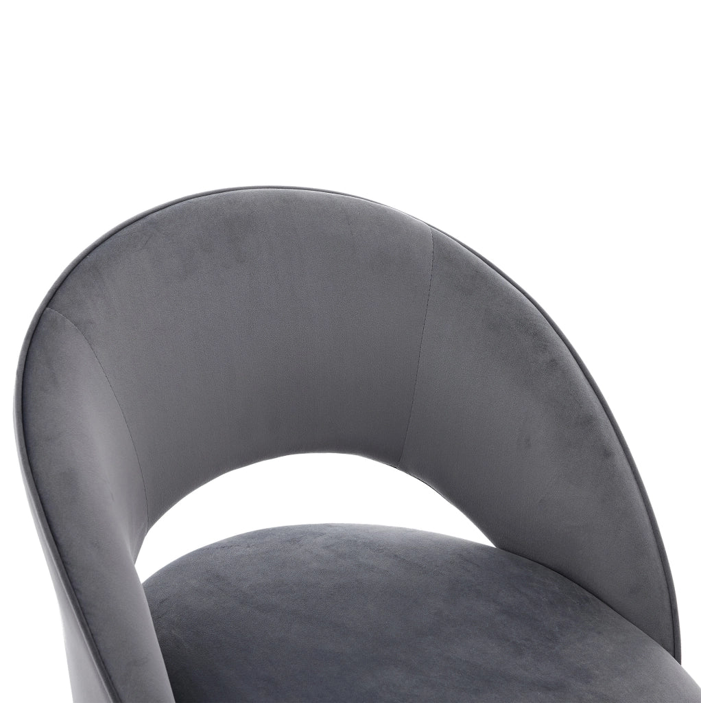 Set di 4 sedie da pranzo 59x56x80 cm in velluto; schienale curvo; gambe in metallo; grigio e argento