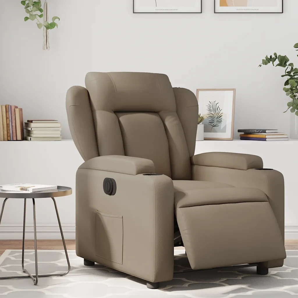 Divano Sedia-Poltrona Reclinabile Elettrica Cappuccino in Similpelle 805779