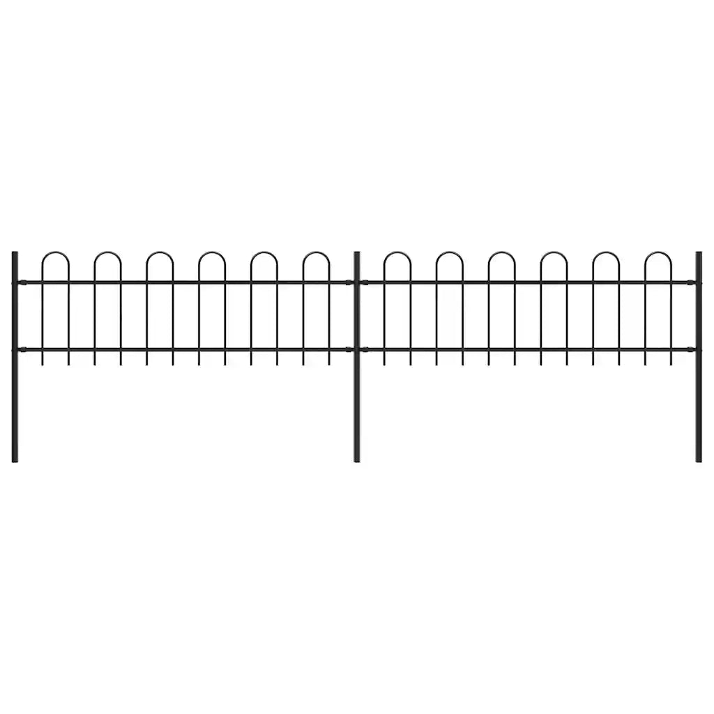 Recinzione da Giardino | Recinzione da cortile con Parte Superiore ad Anello in Acciaio 359x60 cm Nero