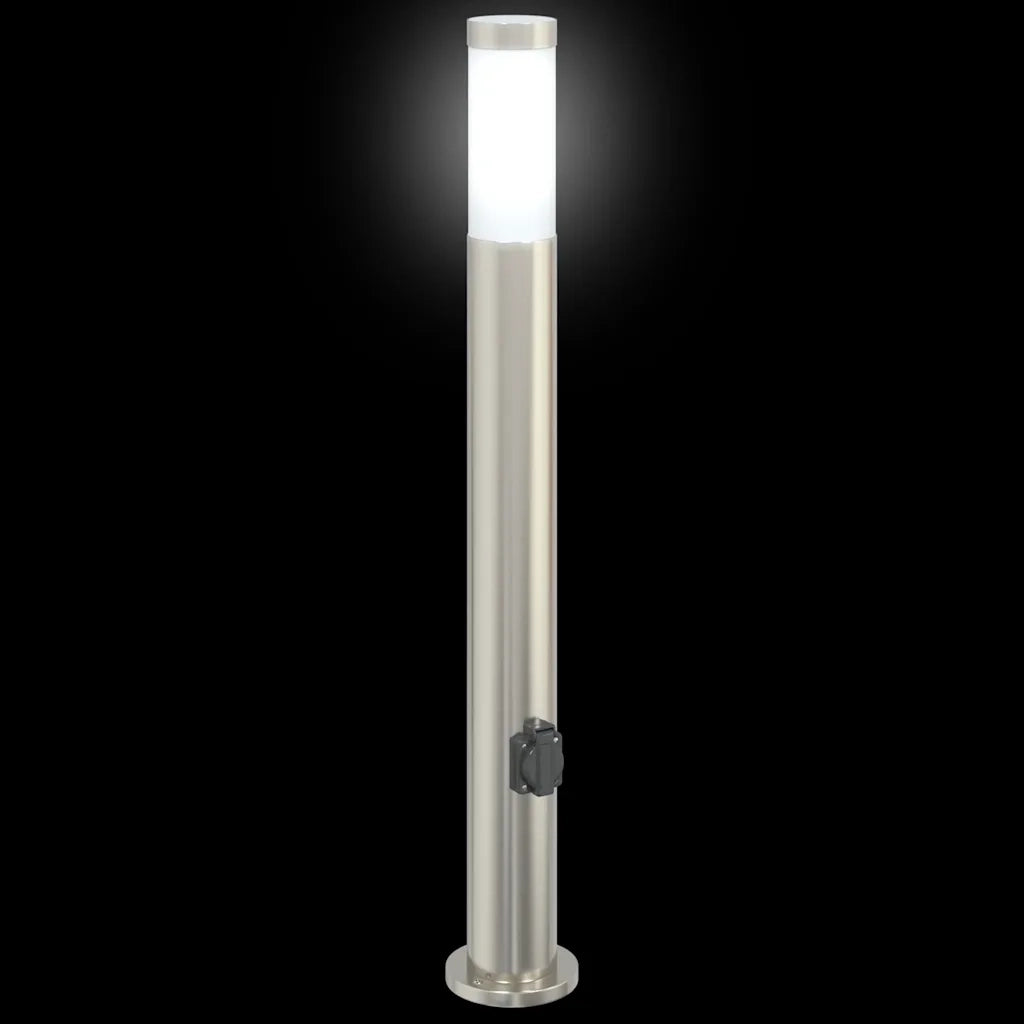 Lampioni a palo con presa elettrica 3 pz 80 cm Acciaio Inox IP44 4006014