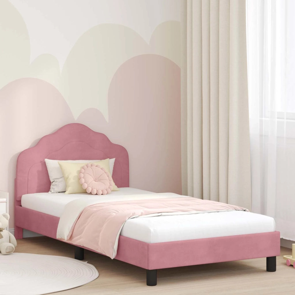 Struttura letto bambini con testata-Giroletto per bambini Rosa 90 x 200 cm Velluto 152948