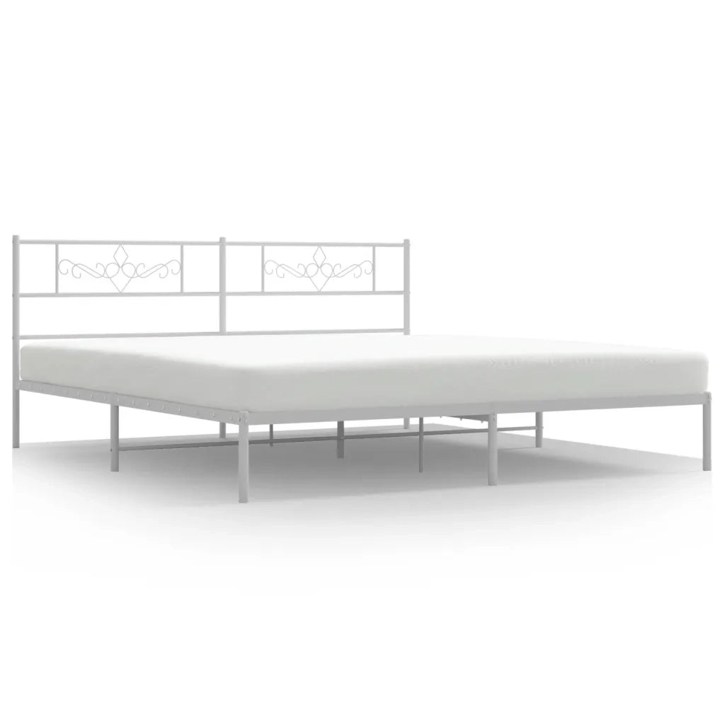 Giroletto con Testiera Metallo Bianco 200x200 cm 355323