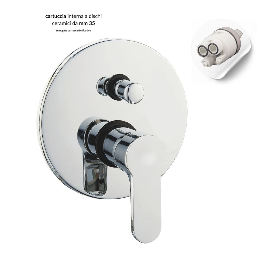 Miscelatore doccia ad incasso da parete con deviatore rubinetto monocomando cromato *** finitura- cromo lucido, confe...