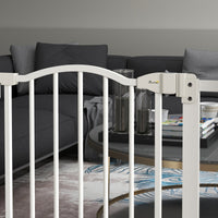 Cancelletto per Cani Estensibile 74-87x78 cm con 2 Blocchi e Chiusura Automatica in Metallo e Plastica Bianco