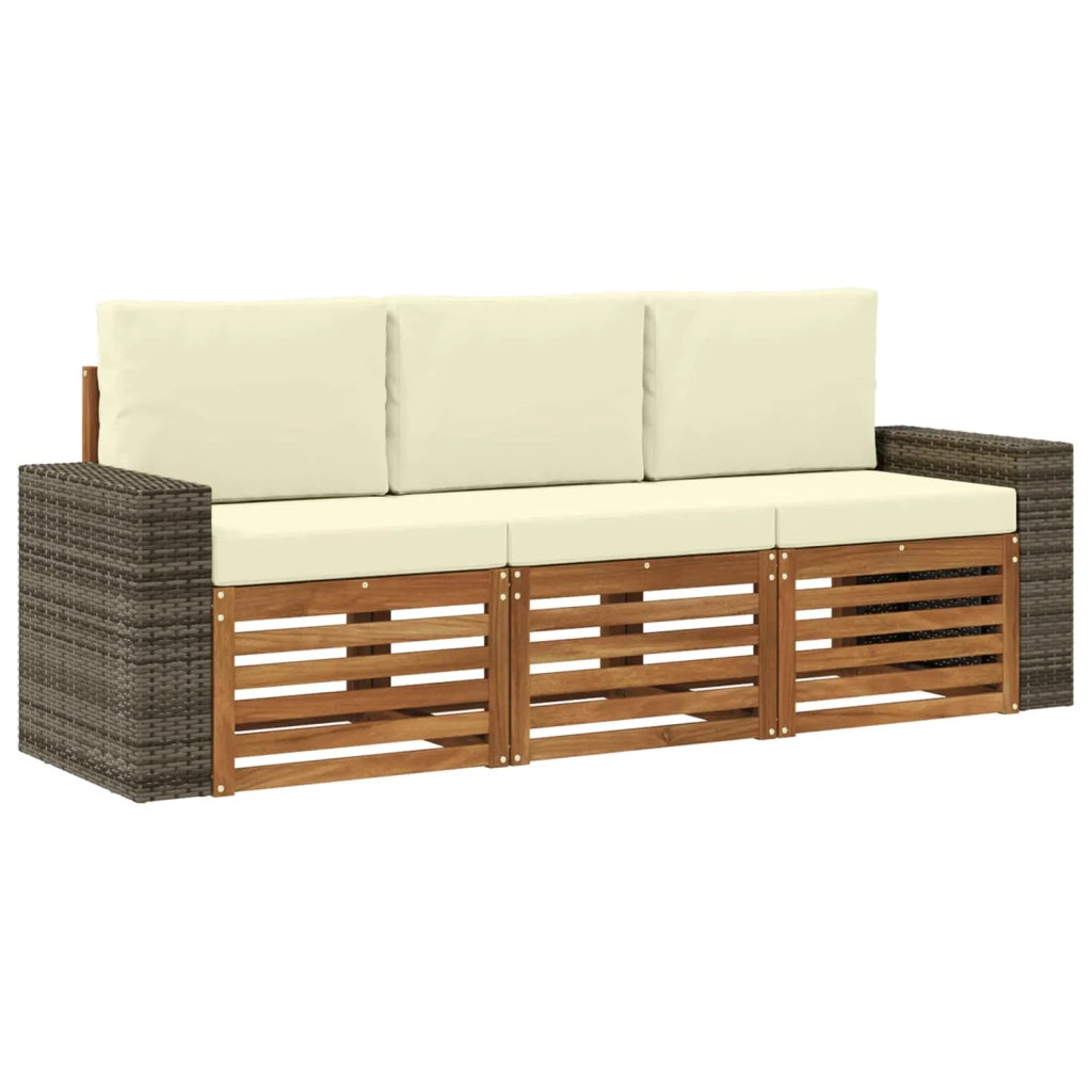 Set divani con cuscino 3 pcs Legno di Acacia Massello