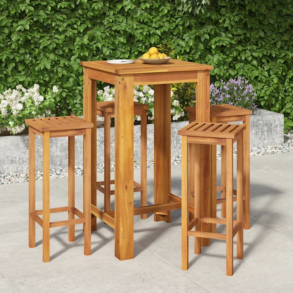 Set da Bar da Giardino 5 pz | Set Salotto da Giardino in Legno Massello di Acacia