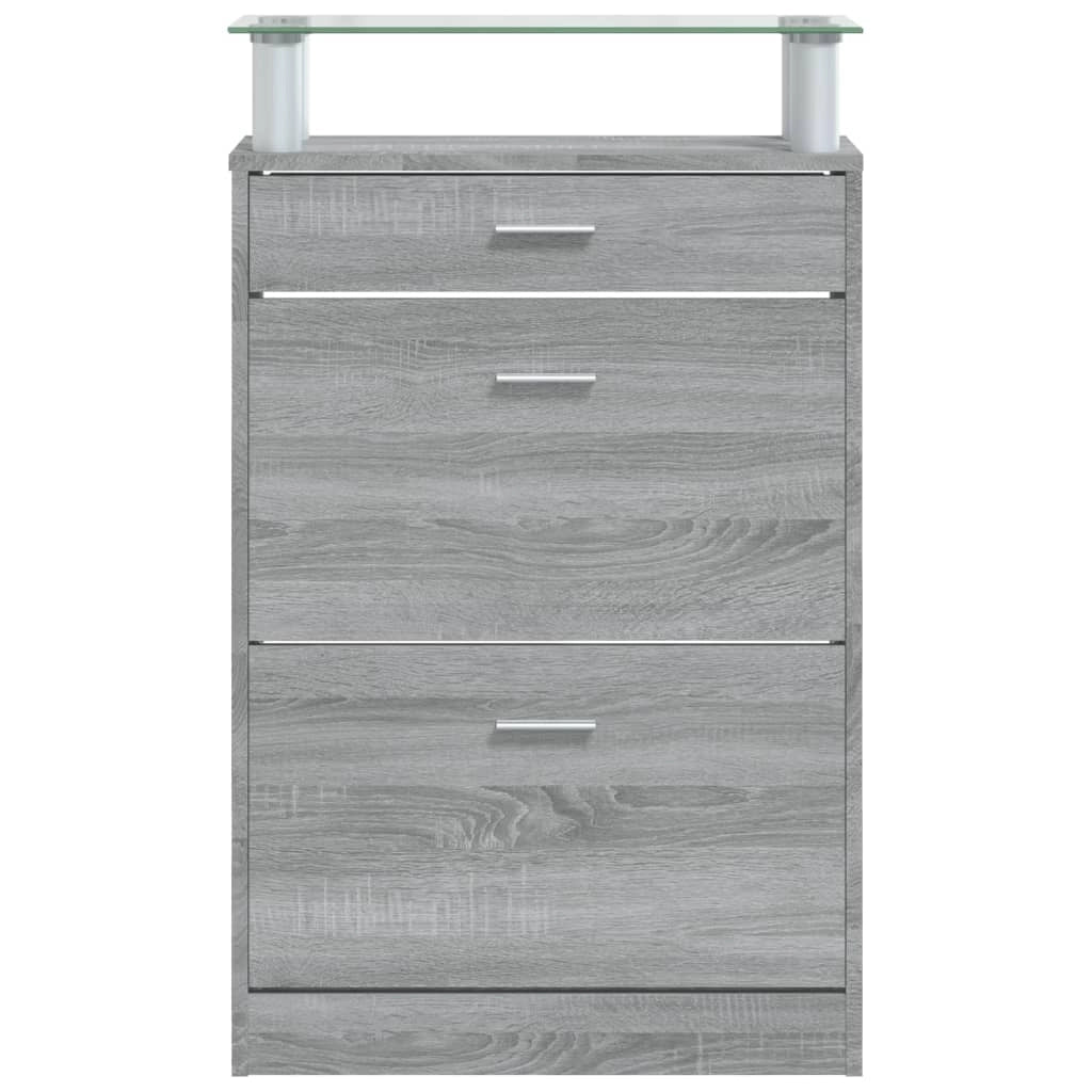 Scarpiera scarpiera mobile portaoggetti ingresso corridoio soggiorno Sonoma 63 x 24 x 104 cm multistrato grigio 02_0022085