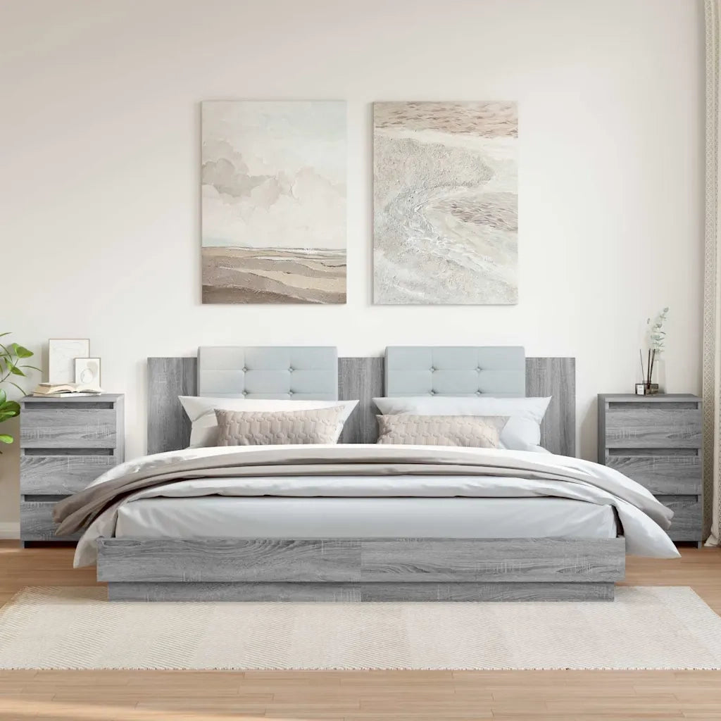 Comodini Grigio Sonoma 2 pz 40x35x62,5 cm in Legno Multistrato cod mxl 49107