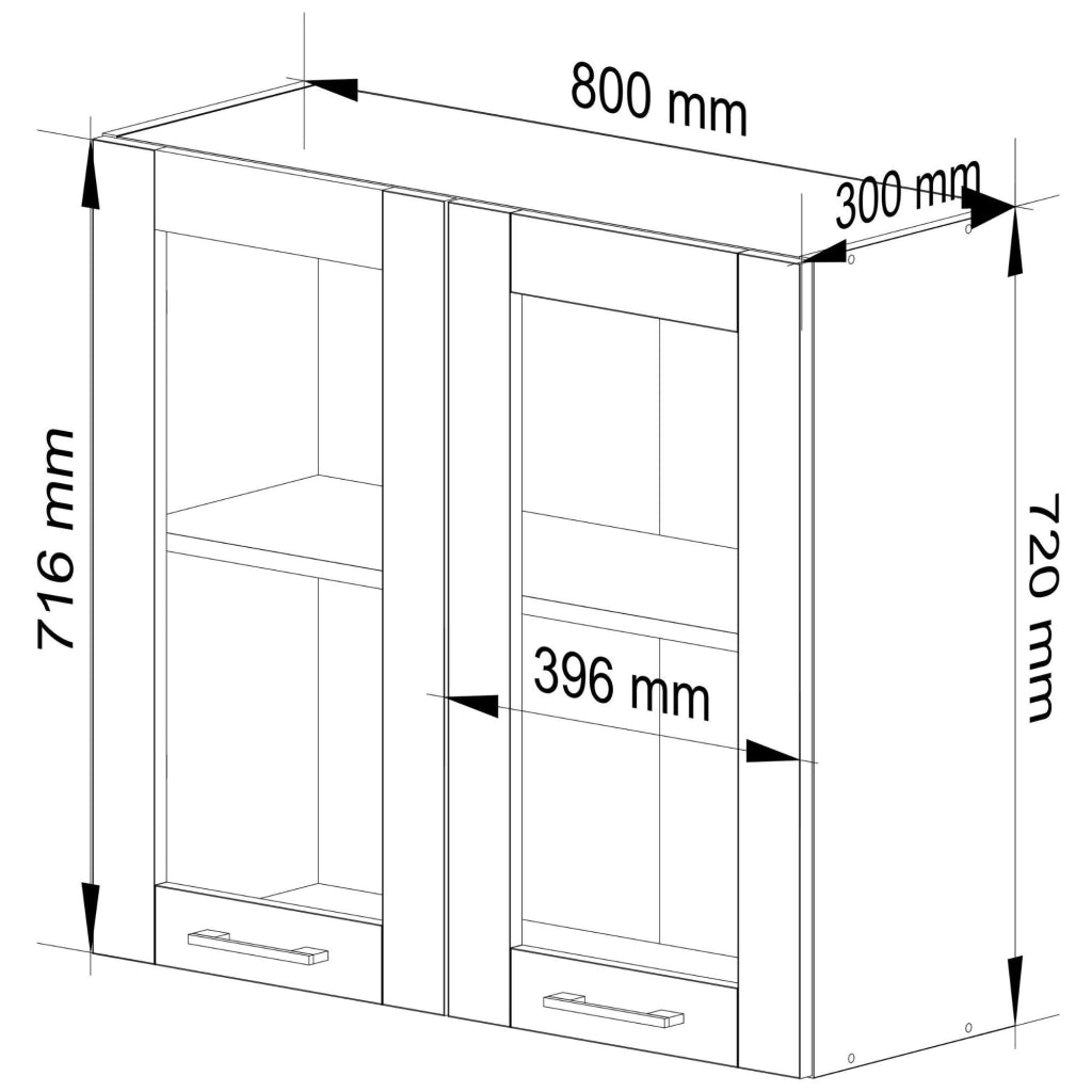 Vetrina da cucina sospesa Bianca 80 cm 2 porte Colore frontale Grigio Grafite 80x30,5x72 cm