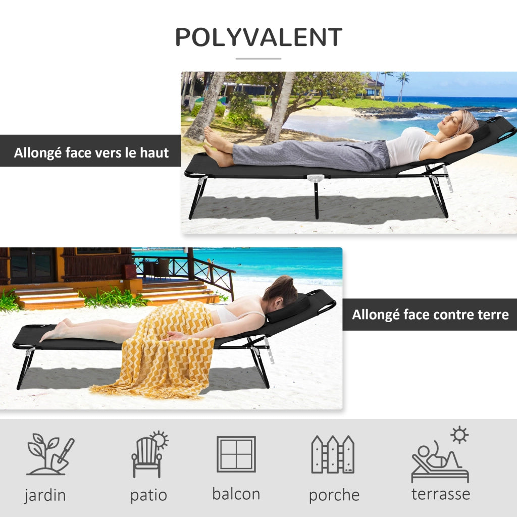 Chaise Longue Pieghevole con Cuscini ¨C zephmum ¨C Grigio