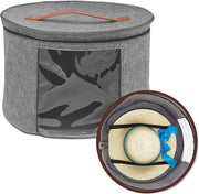 Organizzatore di cappelli rotondo da 40 x 26 cm con coperchio, organizzatore di cappelli pieghevole per viaggi, organizzatore di cappelli rotondo, cassetto di cappelli trendy per signore