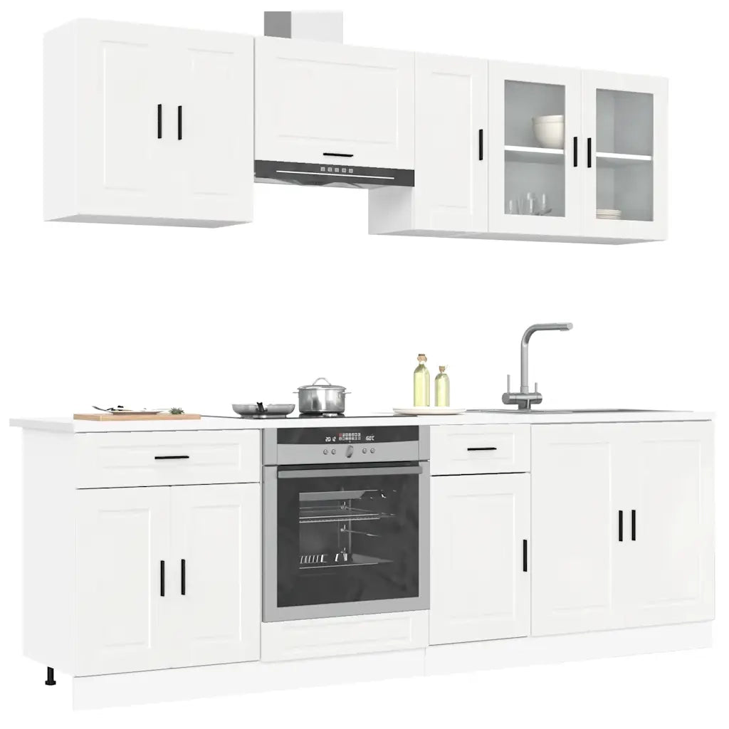 Set Mobili da Cucina 8 pz Kalmar Bianchi Lucido in Truciolato 3314843