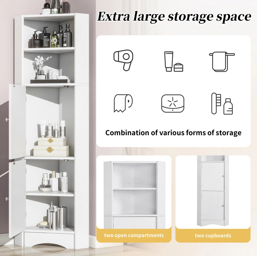 Mobile bagno angolare moderno in pannello truciolare bianco; 120 x 55 x 13 cm