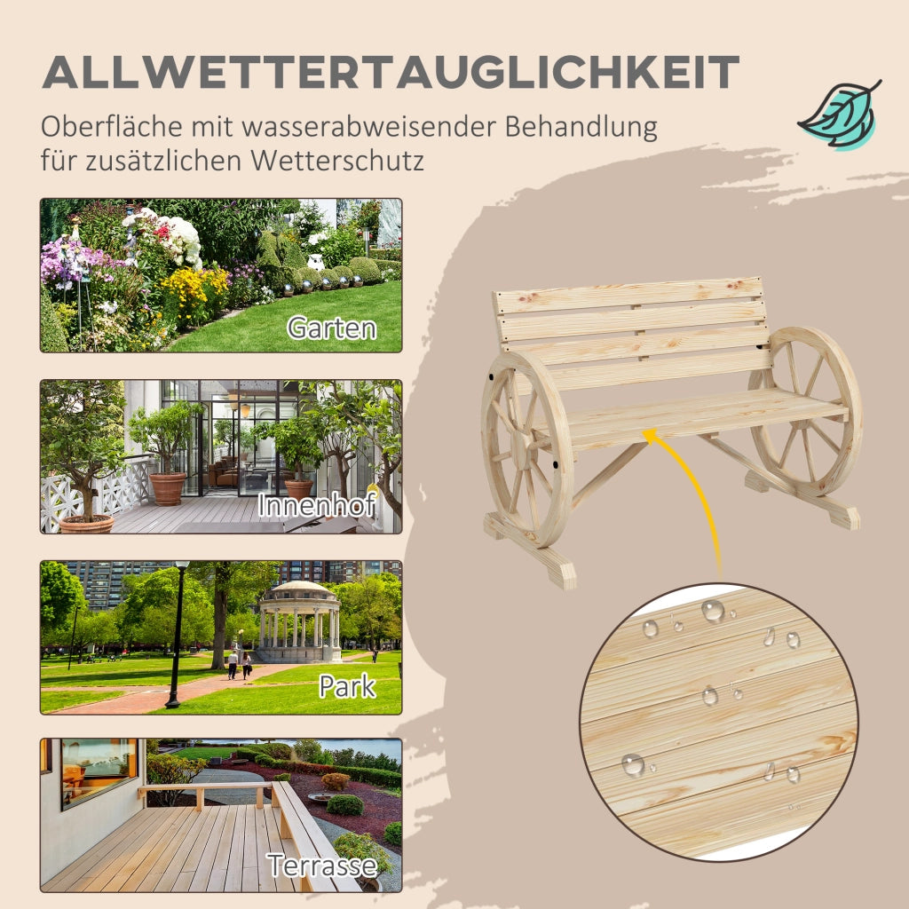 PANCHINA da giardino 2 posti stile rustico in legno naturale