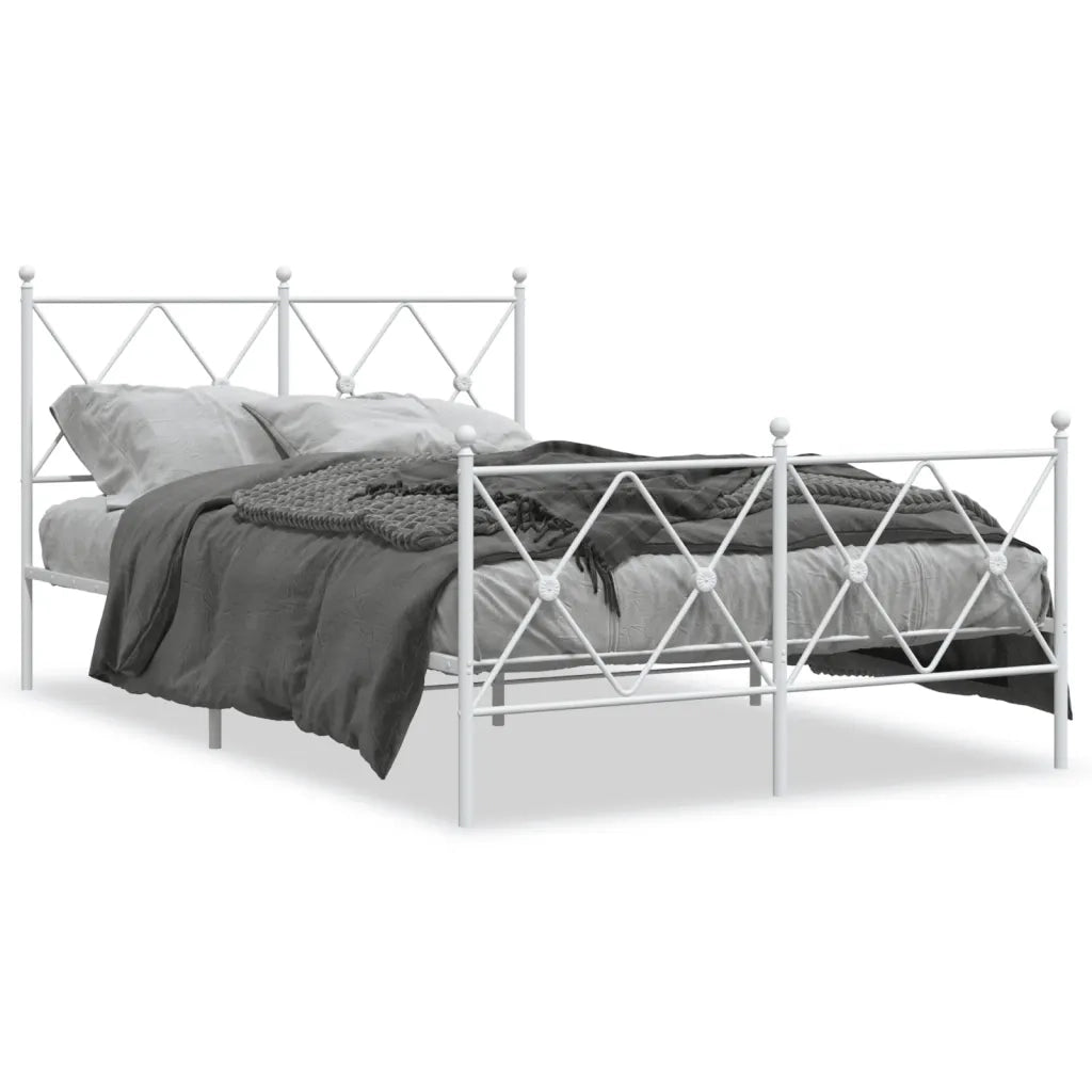 Giroletto con Testiera e Pediera-Struttura Letto Metallo Bianco 120x200 cm 161985