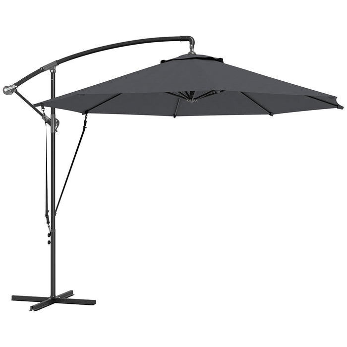 Ombrellone da Giardino Rotondo Ø290x243A cm Inclinabile Protezione UPF 50+ Grigio Scuro