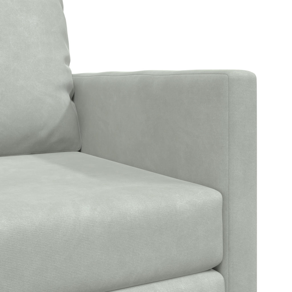 Divano a terra  Singolo Convertibile in Velluto 74x77x81 cm Grigio chiaro