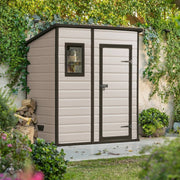 Casetta da giardino Cranbrook, Capanno da esterno, Rimessa da giardino, Ripostiglio per attrezzi, 184x111 h201 cm, Beige