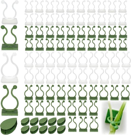 90 pezzi di clip per piante - 5 modelli di supporto per piante da parete - clip per piante rampicanti - clip per piante rampicanti invisibili - verde e bianco - clip di fissaggio per piante rampicanti