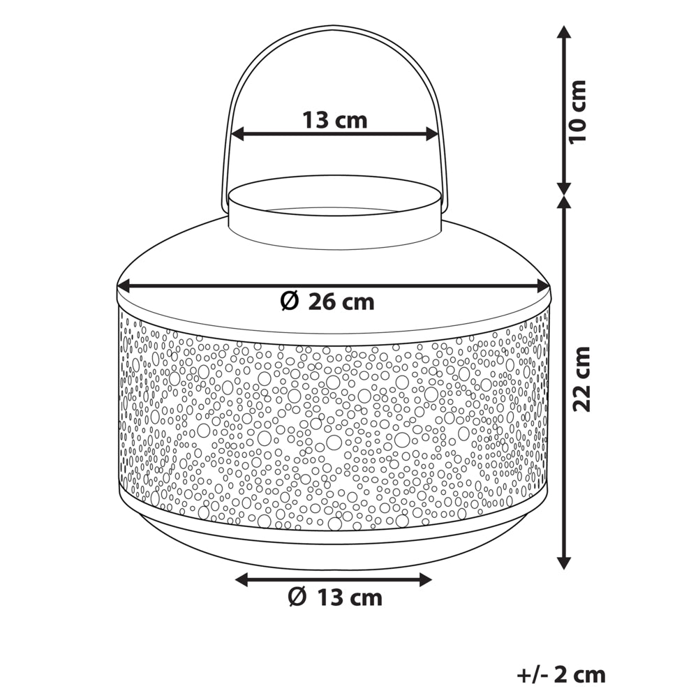 Lanterna in Metallo dorato Ferro con Fori H 22 cm Portacandele a Colonna