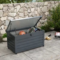 Baule da Esterno da 311L con Serratura e 2 Maniglie, in Acciaio Zincato, 120x62x66 cm, Grigio Scuro