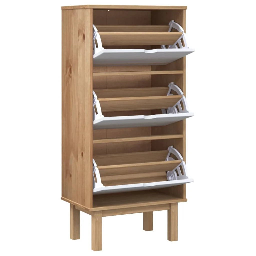 Scarpiera mobile contenitore per scarpe mobile ingresso/corridoio/soggiorno con 3 cassetti legno di pino bianco 02_0022035