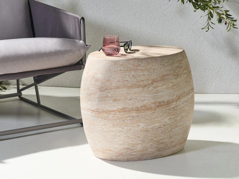 Tavolino effetto travertino Piano impiallacciato simil-pietra Beige Design moderno Soggiorno