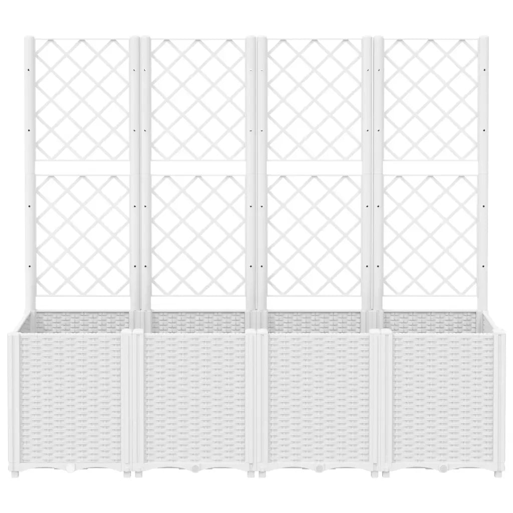 Fioriera da Giardino con Traliccio Bianco 160x40x140 cm in PP 367874