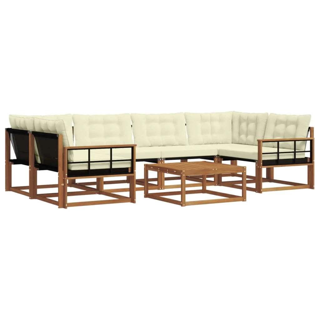 Set di divani da esterno con cuscino 7 pcs Naturale e Crema 3369245