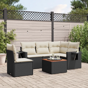 Set Divano da Giardino 6 pz con Cuscini Nero in Polyrattan 3256896